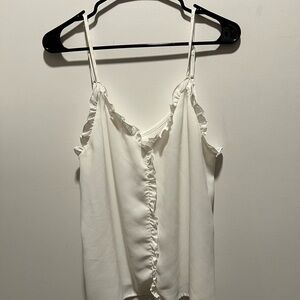Elegant White Ruffle Trim Cami Top